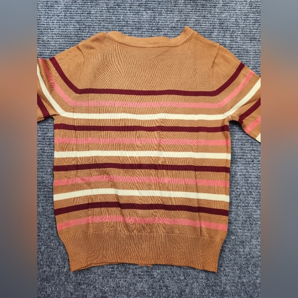 Pact Womens Warm Spice Stripe Classic Fine Knit Cardigan Sweater Size Small NWT - Picture 11 of 11